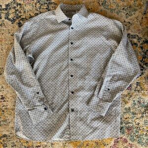 Men's Patterned Shirt - Blue and White